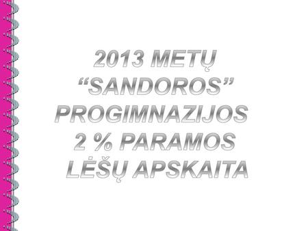 2013 METŲ “SANDOROS” PROGIMNAZIJOS 2 % PARAMOS LĖŠŲ APSKAITA
