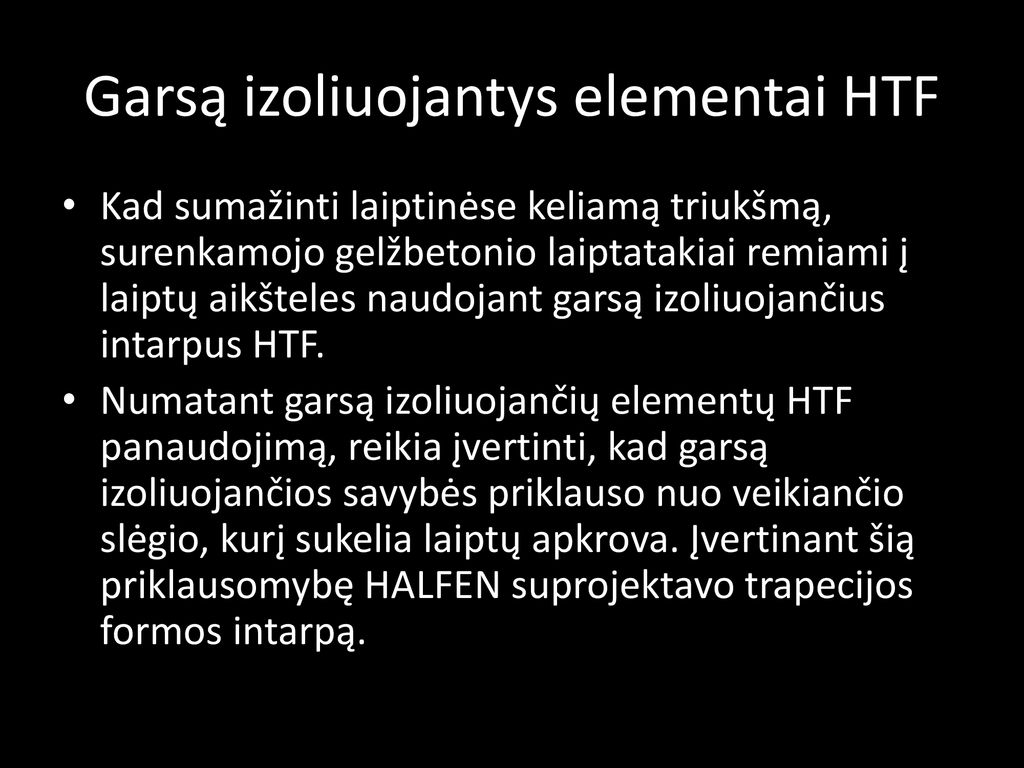Garsą izoliuojantys elementai HTF