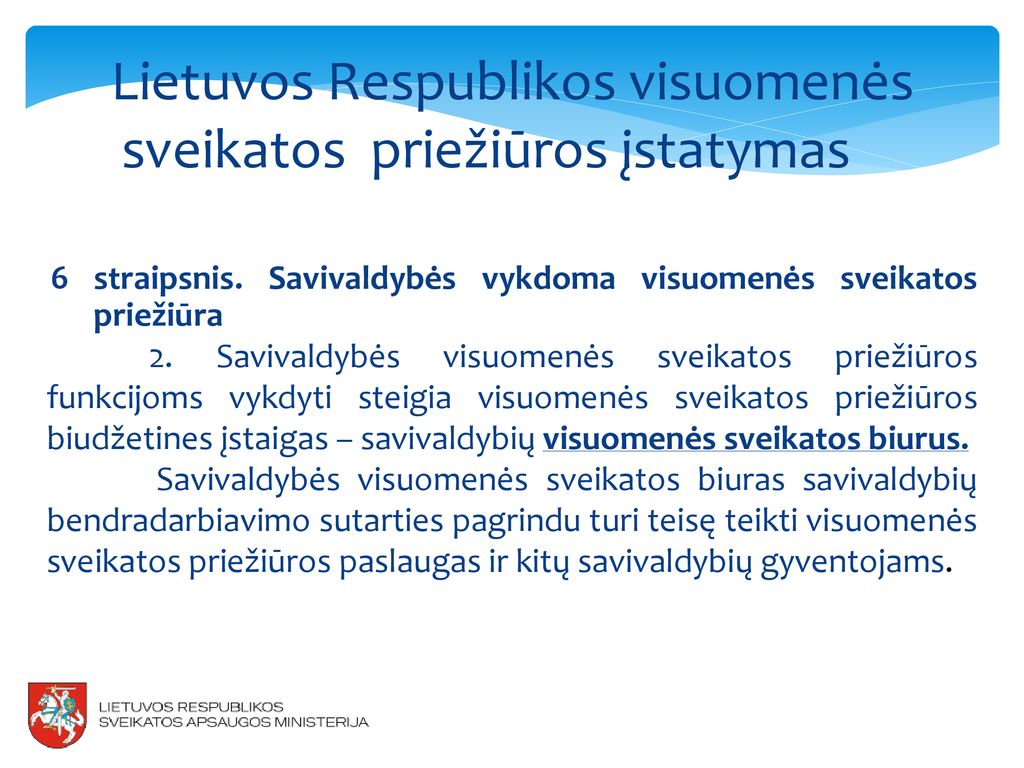 Lietuvos Respublikos visuomenės sveikatos priežiūros įstatymas