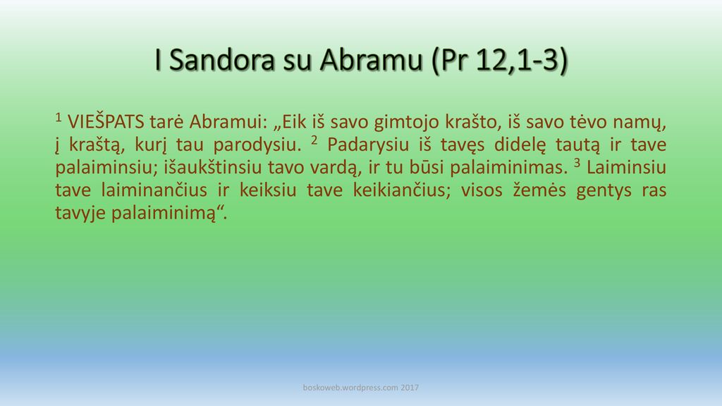 I Sandora su Abramu (Pr 12,1-3)