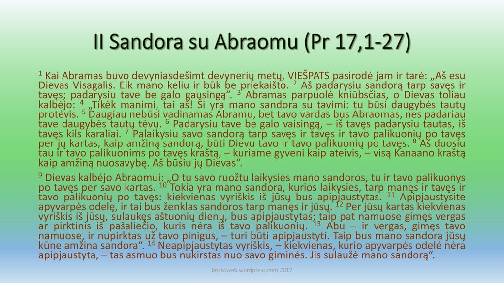 II Sandora su Abraomu (Pr 17,1-27)
