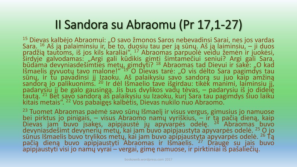 II Sandora su Abraomu (Pr 17,1-27)