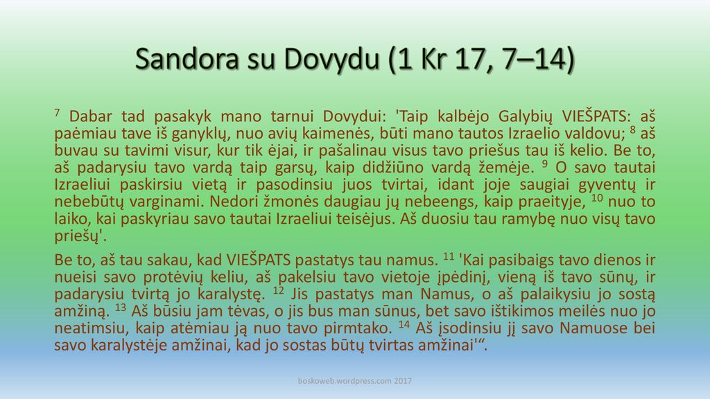 Sandora su Dovydu (1 Kr 17, 7–14)