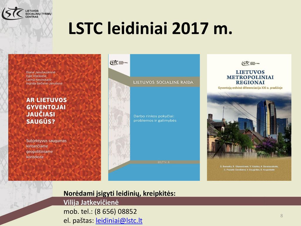 LSTC leidiniai 2017 m. Norėdami įsigyti leidinių, kreipkitės: Vilija Jatkevičienė mob.