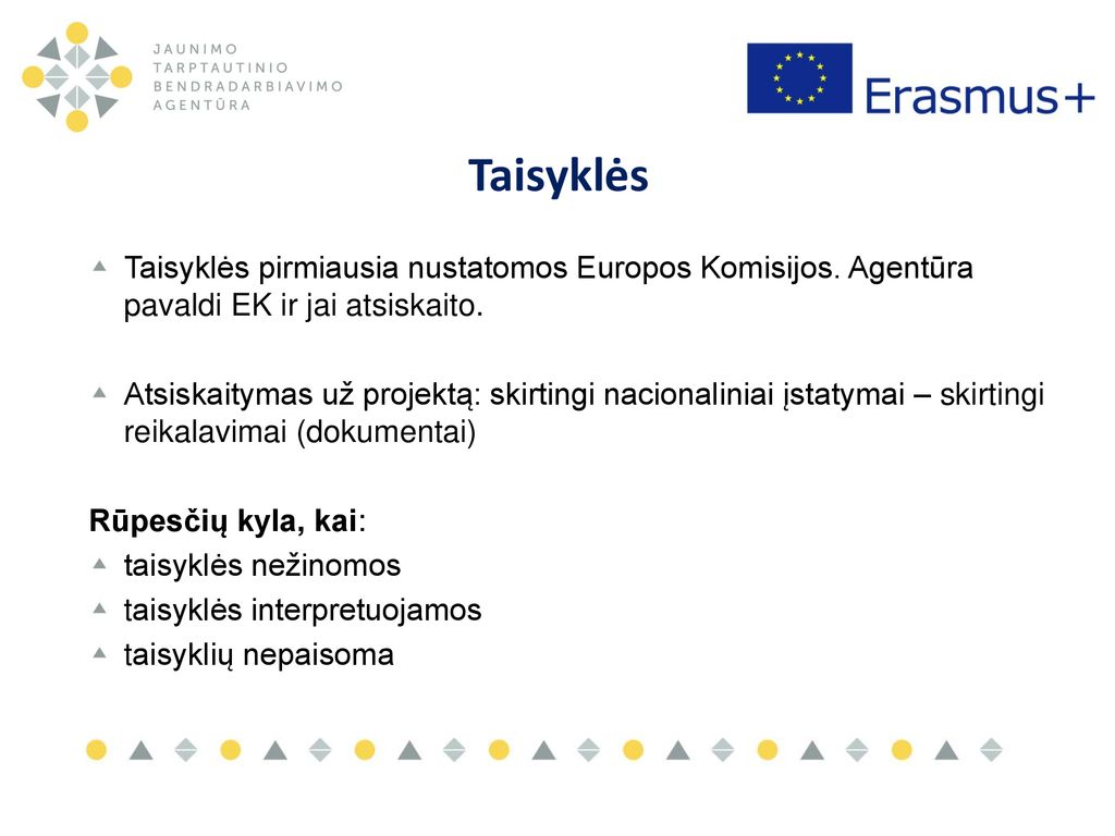 Taisyklės Taisyklės pirmiausia nustatomos Europos Komisijos. Agentūra pavaldi EK ir jai atsiskaito.