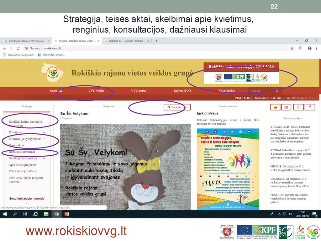 Strategija, teisės aktai, skelbimai apie kvietimus, renginius, konsultacijos, dažniausi klausimai