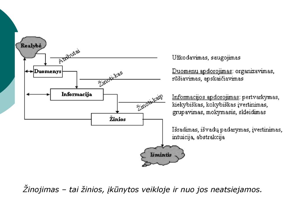 Žinojimas – tai žinios, įkūnytos veikloje ir nuo jos neatsiejamos.