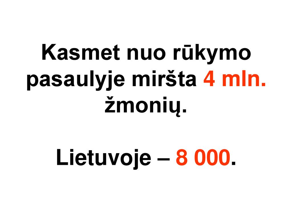 Kasmet nuo rūkymo pasaulyje miršta 4 mln. žmonių. Lietuvoje –