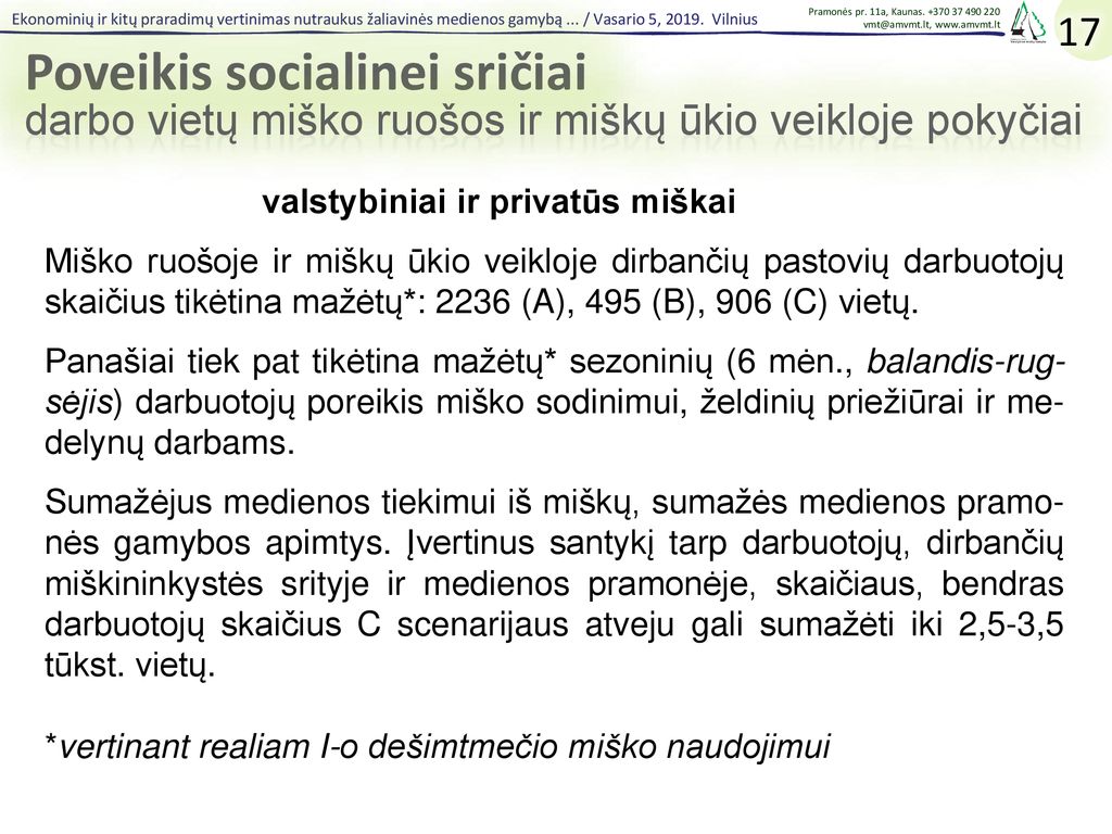 Poveikis socialinei sričiai darbo vietų miško ruošos ir miškų ūkio veikloje pokyčiai