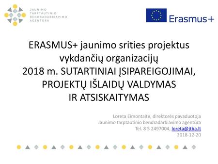 ERASMUS+ jaunimo srities projektus vykdančių organizacijų 2018 m
