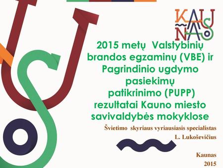 2015 metų Valstybinių brandos egzaminų (VBE) ir Pagrindinio ugdymo pasiekimų patikrinimo (PUPP) rezultatai Kauno miesto savivaldybės mokyklose Švietimo.
