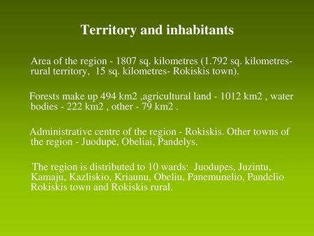 Territory and inhabitants