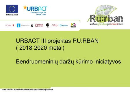 URBACT III projektas RU:RBAN ( metai)