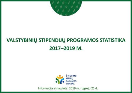 VALSTYBINIŲ STIPENDIJŲ PROGRAMos STATISTIKA 2017–2019 M.
