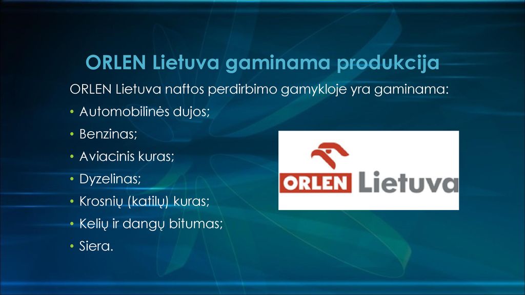 ORLEN Lietuva gaminama produkcija