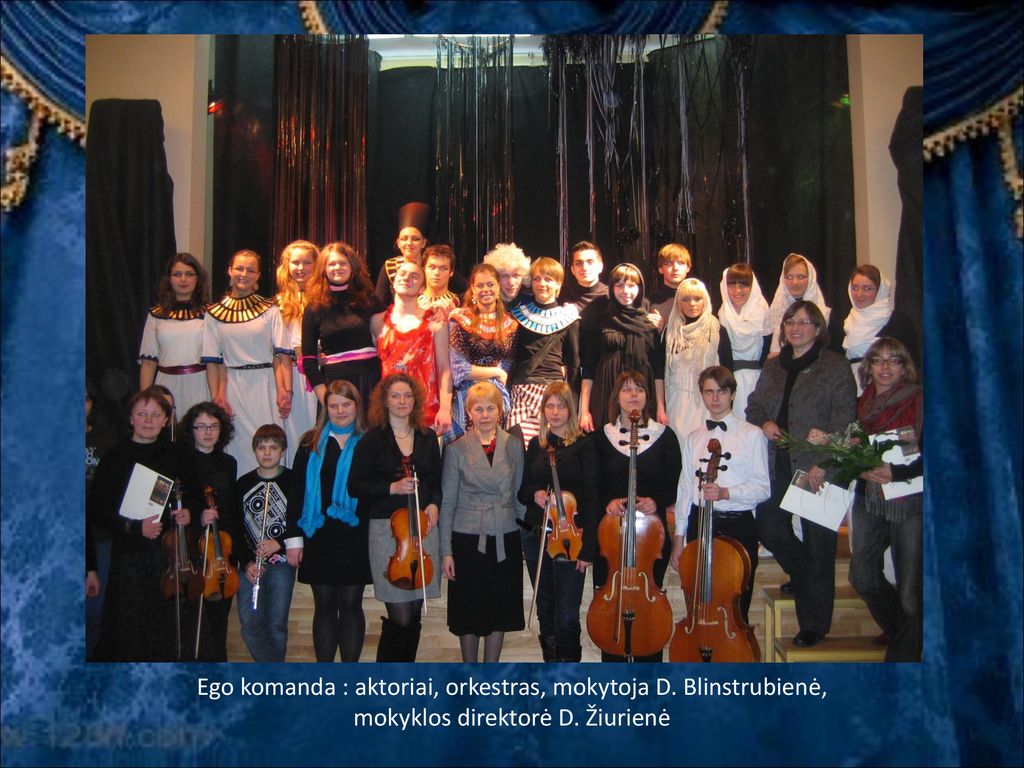 Ego komanda : aktoriai, orkestras, mokytoja D. Blinstrubienė,
