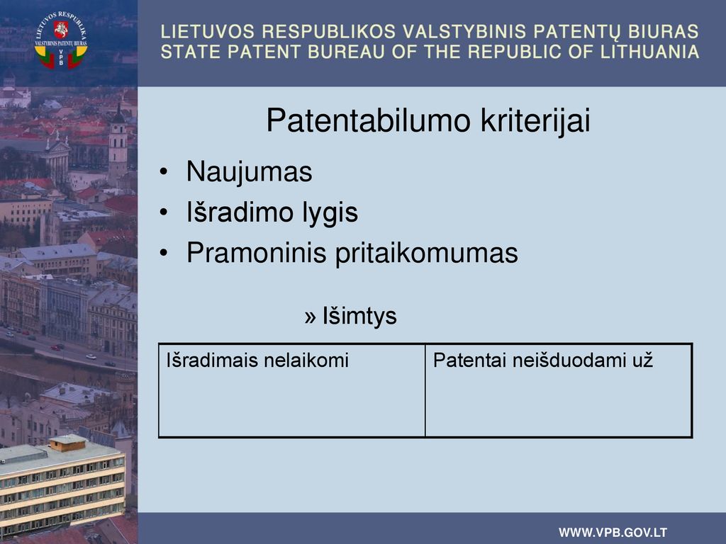 Patentabilumo kriterijai