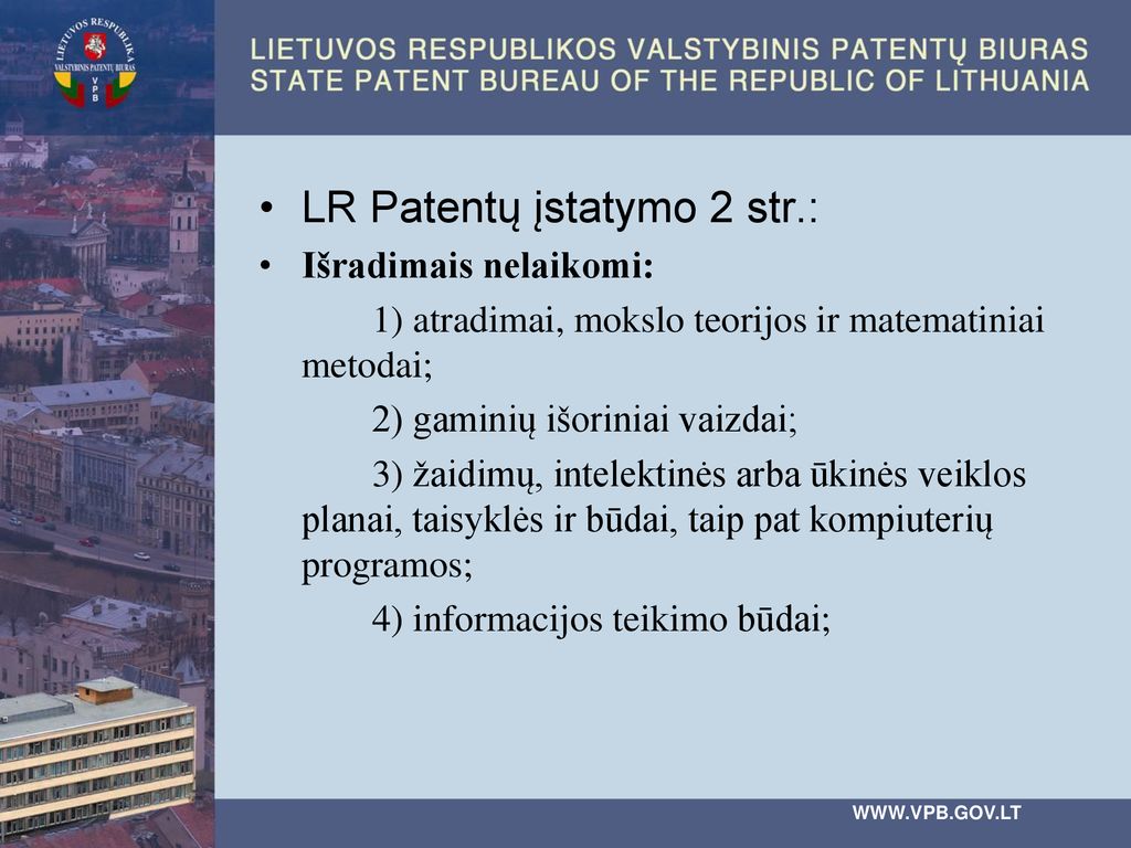 LR Patentų įstatymo 2 str.: