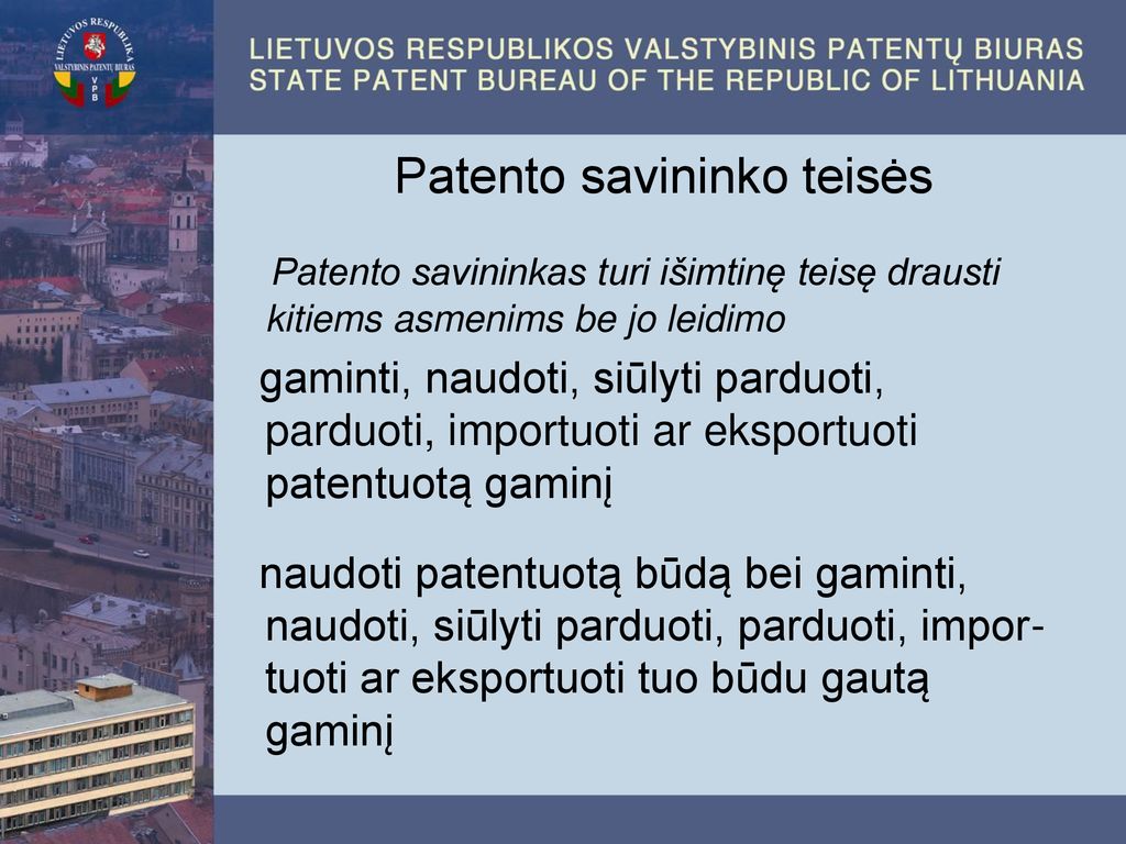 Patento savininko teisės