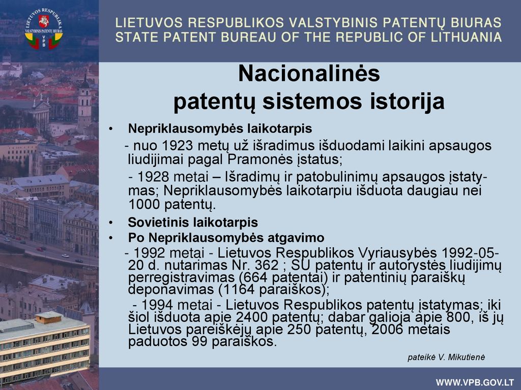 Nacionalinės patentų sistemos istorija