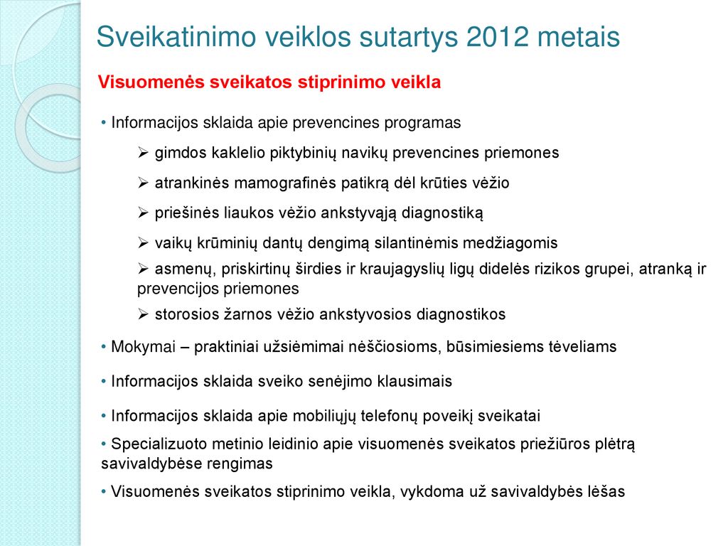 Visuomenės Sveikatos Priežiūros Aktualijos Savivaldybėse - Ppt Atsisiųsti