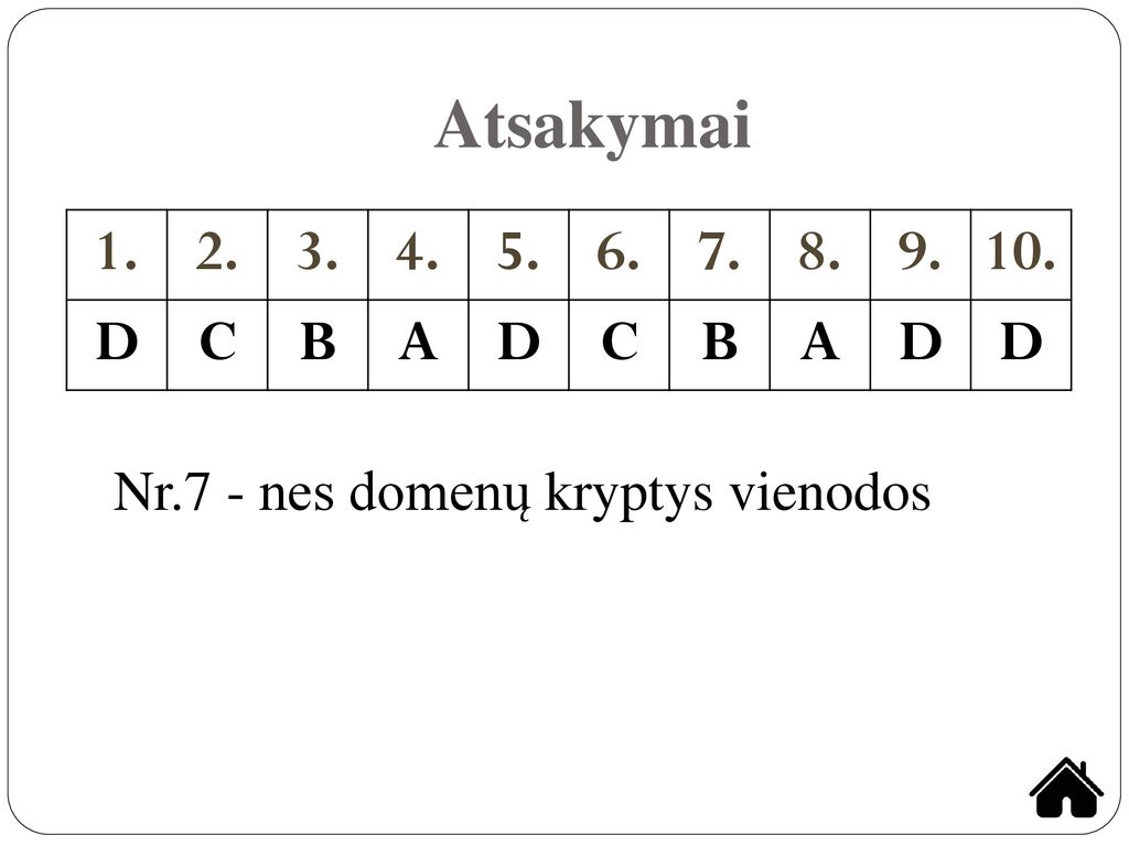 Atsakymai D C B A Nr.7 - nes domenų kryptys vienodos