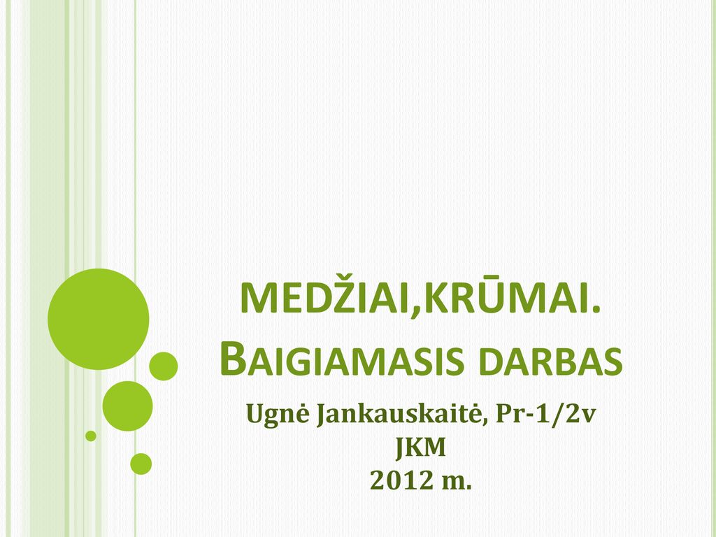 MEDŽIAI,KRŪMAI. Baigiamasis Darbas - Ppt Atsisiųsti