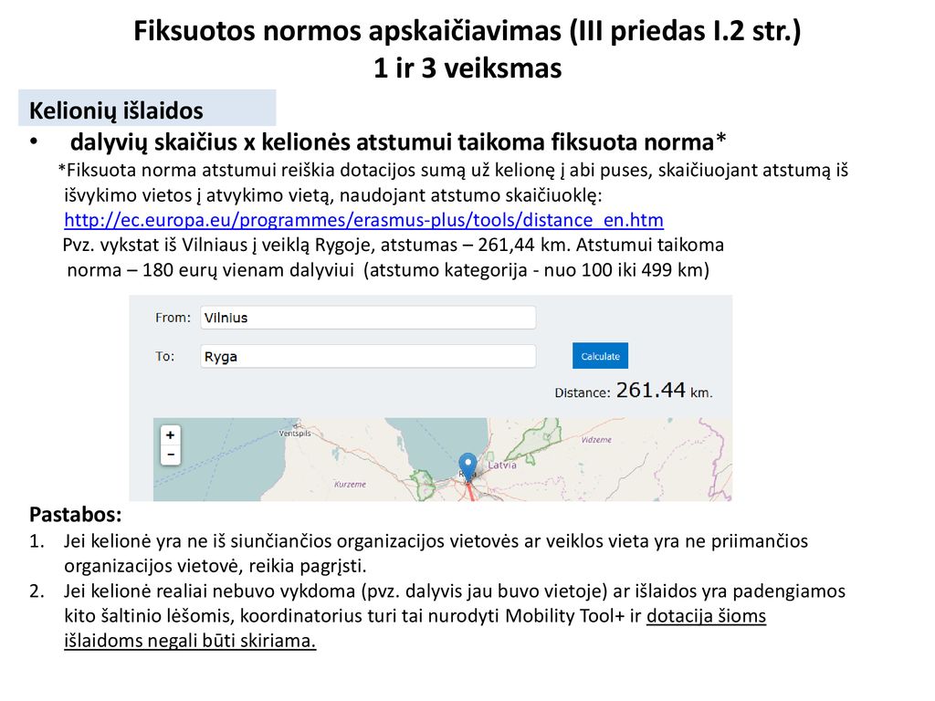 Fiksuotos normos apskaičiavimas (III priedas I.2 str.) 1 ir 3 veiksmas