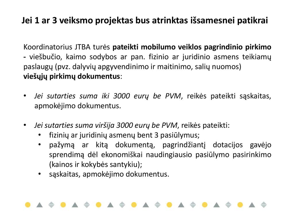 Jei 1 ar 3 veiksmo projektas bus atrinktas išsamesnei patikrai