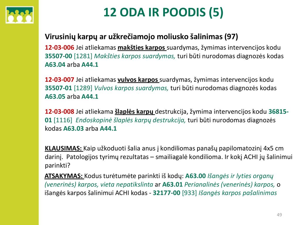 12 ODA IR POODIS (5) Virusinių karpų ar užkrečiamojo moliusko šalinimas (97)
