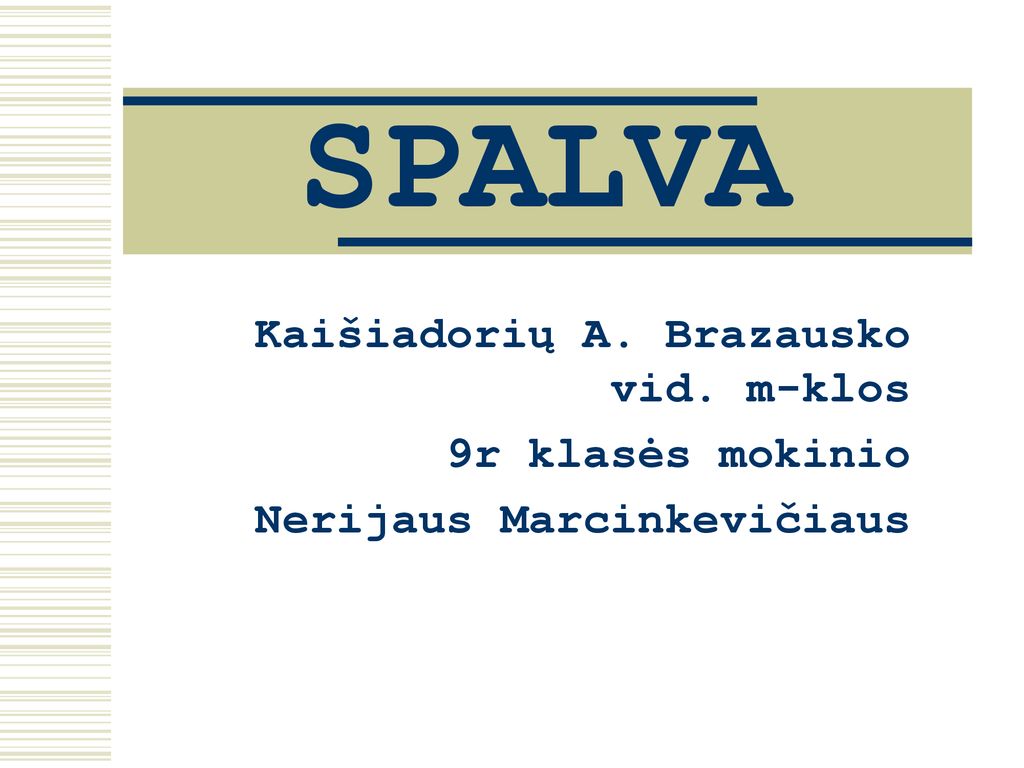 SPALVA Kaišiadorių A. Brazausko vid. m-klos 9r klasės mokinio
